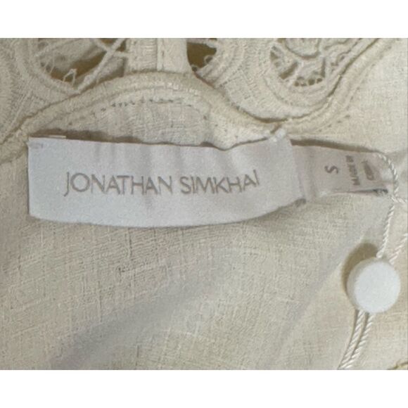 JONATHAN SIMKHAI LOCHLYN EMBROIDERED PAISLEY PUFF SLEEVE TOP in Ivory NWT Size S - Picture 7 of 10